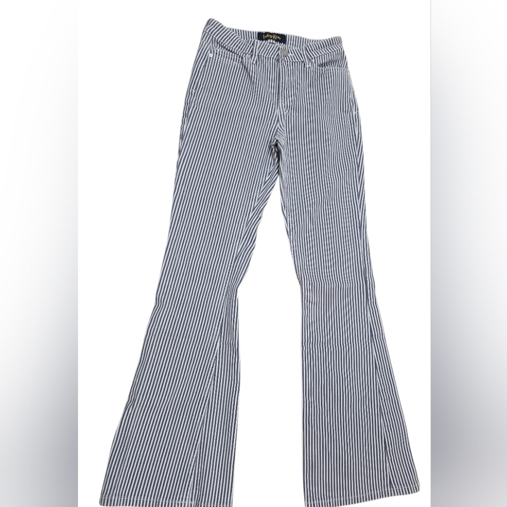 Indigo Rein Striped Flare Jeans, Size 5/26